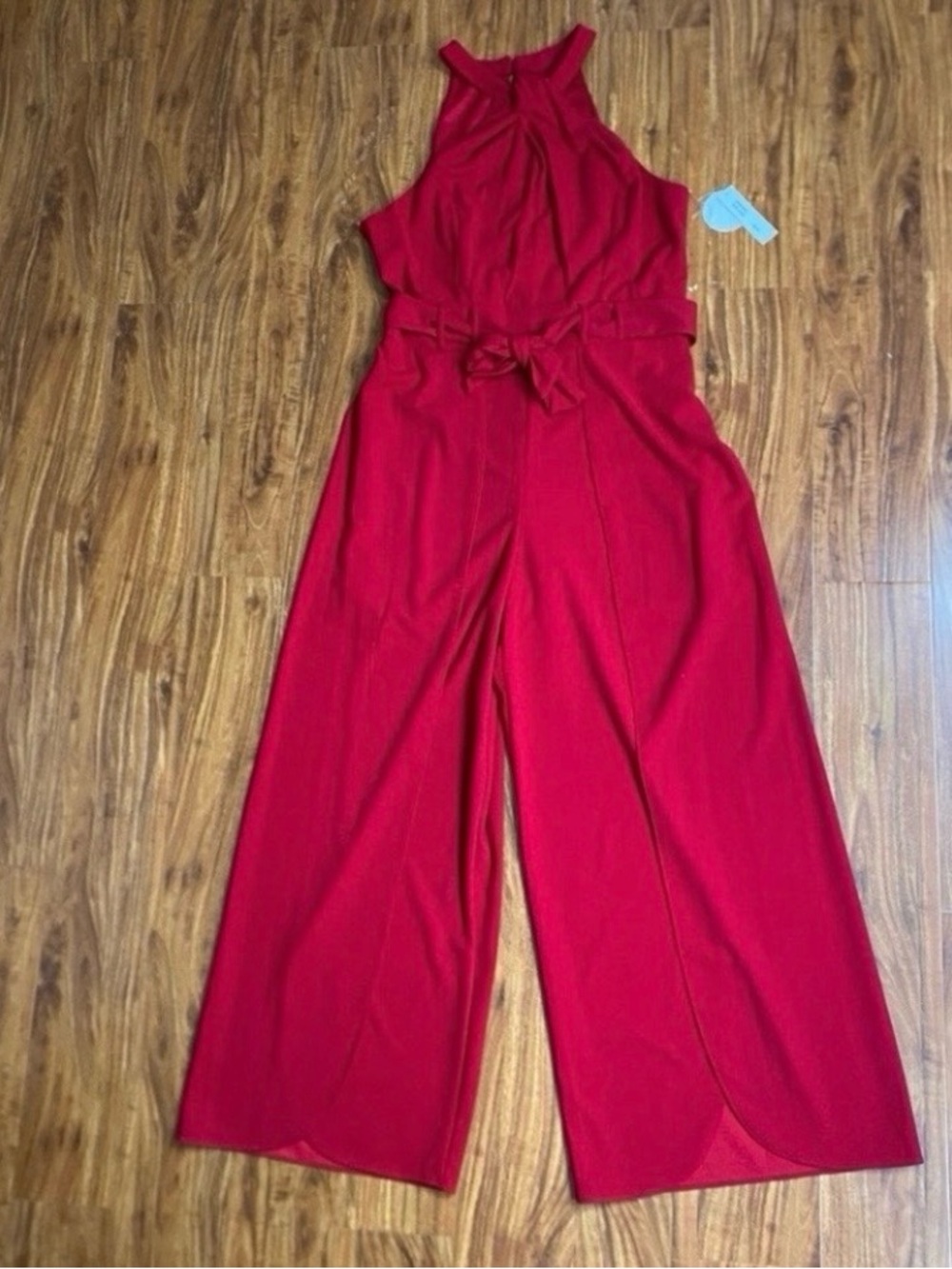 NWT New Shelby & Palmer Women's Red Halter Wide Leg Split Jumpsuit Size 16 Party